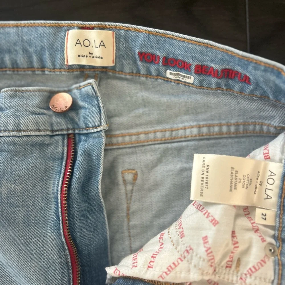 Alice + Olivia, High Wasted, Floral Embroidered Flare Jeans - Picture 4 of 13